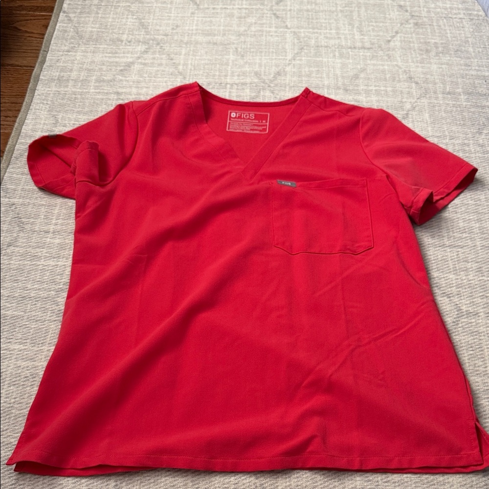 FIGS Vivid Red Scrub Top
